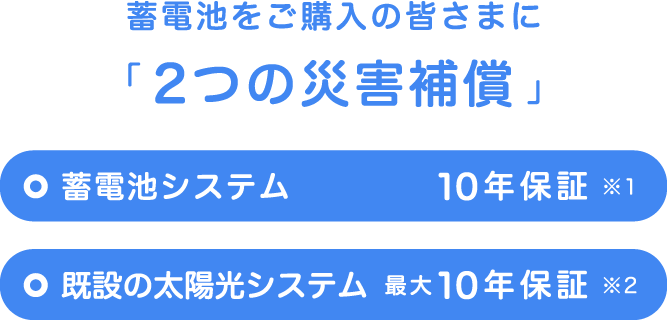 蓄電池をご購入の皆さまに「２つの災害補償」